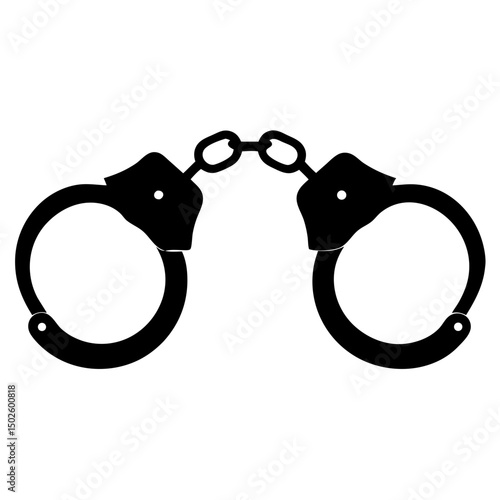 Black Open Handcuffs Vector- Police Handcuffs Law Enforcement Icon
