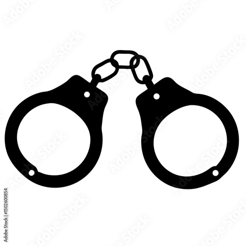 Black Open Handcuffs Vector- Police Handcuffs Law Enforcement Icon
