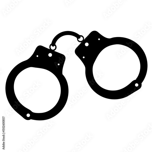 Black Open Handcuffs Vector- Police Handcuffs Law Enforcement Icon

