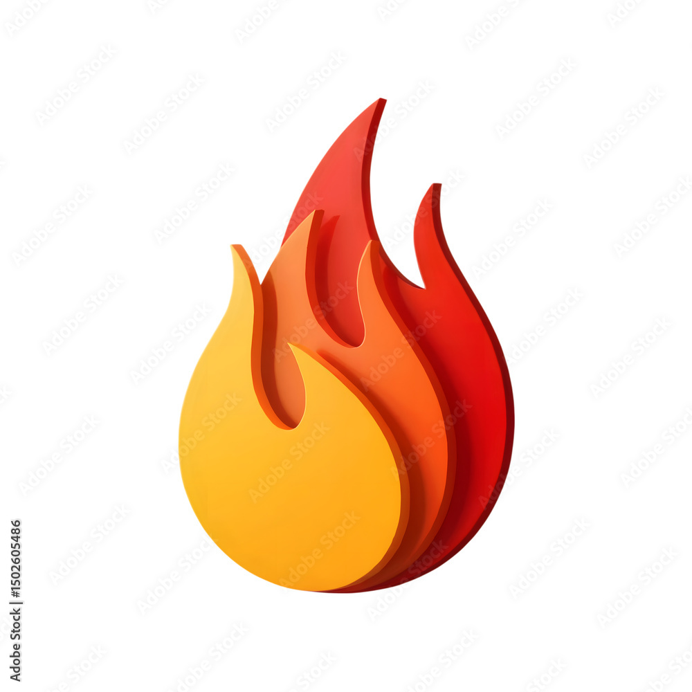 Stylized 3D Fire Flame Icon Modern Design Transparent Background Stylized 3D Fire Flame Icon Modern Design Transparent Background