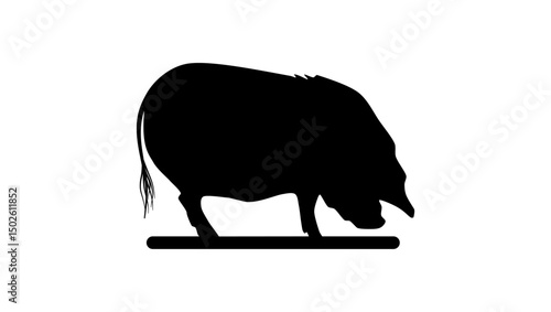 Kunekune pig, black isolated silhouette