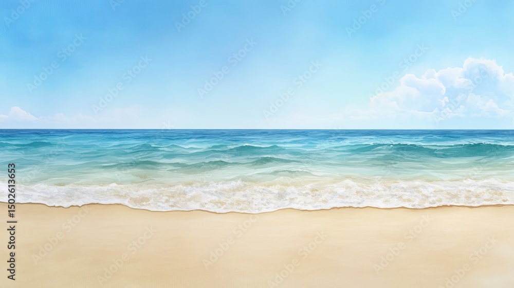 Obraz premium Tranquil beach scene under a vibrant sky