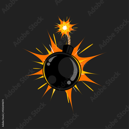 Bomb explosion icon logo flat vector design