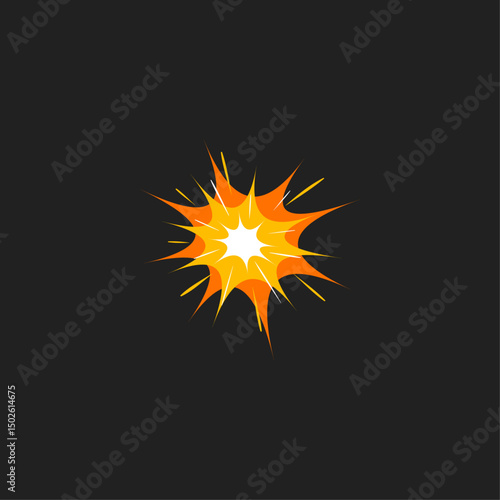 Bomb explosion effect icon logo flat vector design