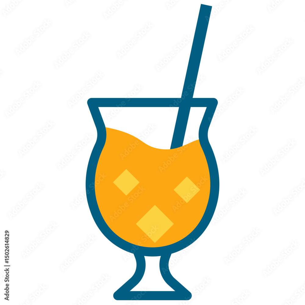 Tropical Fresh Drink Glass Flat Style Tropical Fresh Drink Glass Flat Style