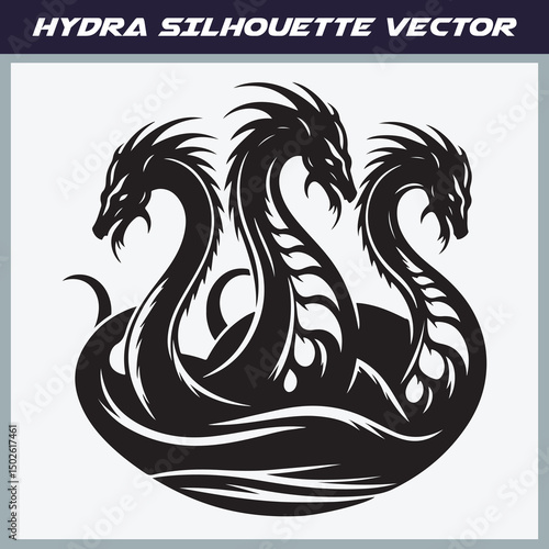Mythical hydra silhouette vector illustration