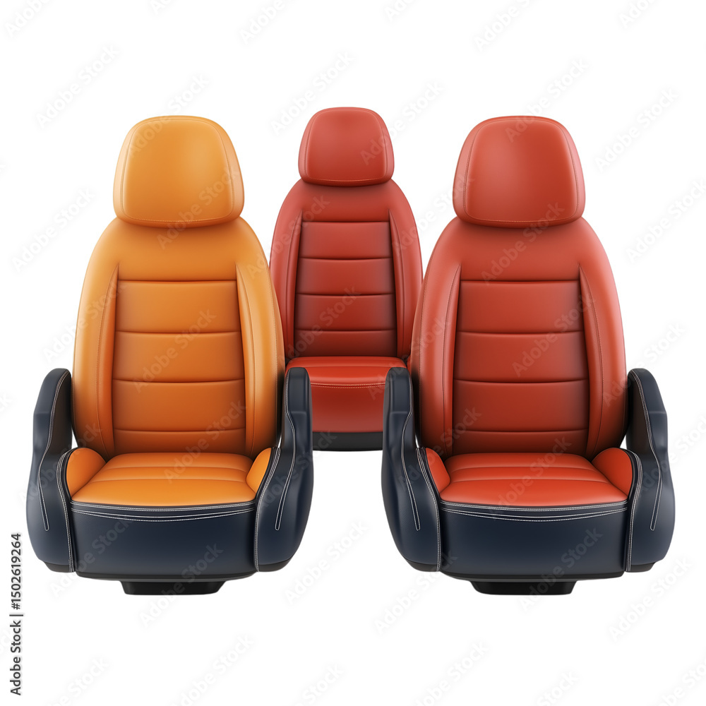 Obraz premium Three dimensional car seats isolated on transparent background PNG 