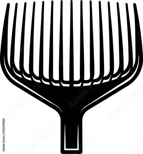 Abstract black and white vector illustration of a stylized garden rake vector silhouette