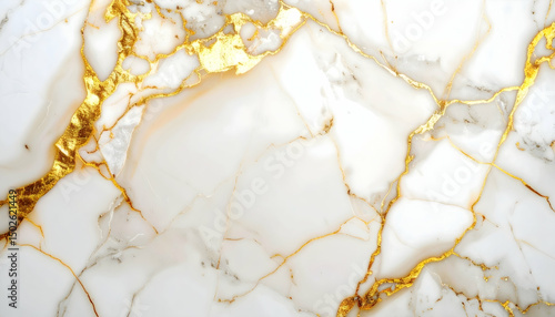 White and Gold Marble Texture Background