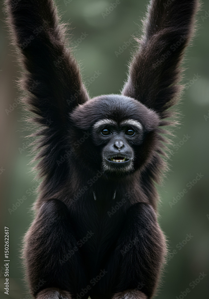 Obraz premium Black monkey with outstretched arms