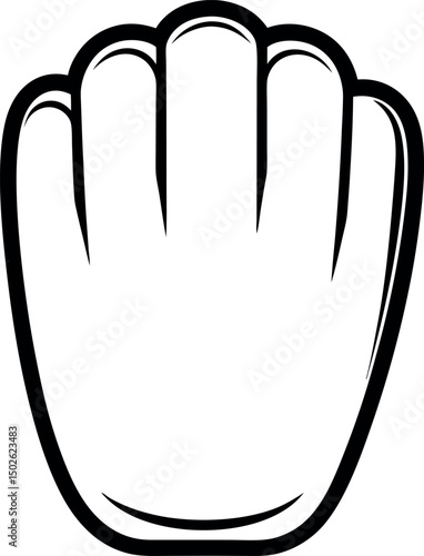 Simple Black and White Illustration of a Baseball Glove with Baseball vector silhouette