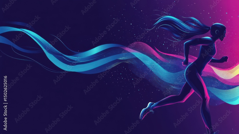 Naklejka premium Vibrant Vector Runner in Dynamic Motion