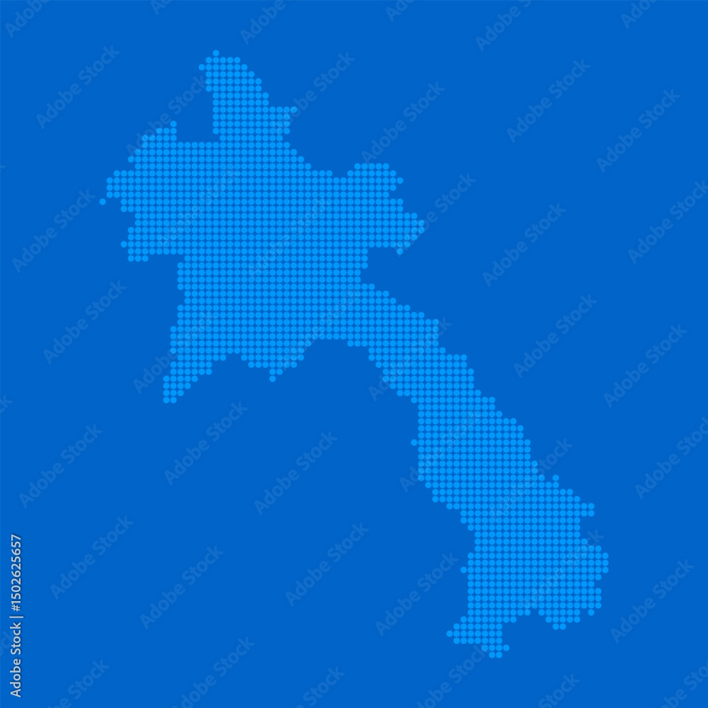 Obraz premium Blue halftone dot outline map background of Laos