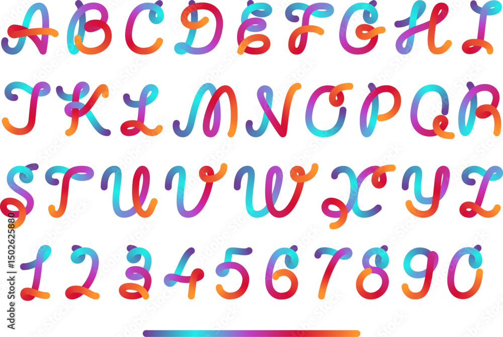 Line round shape gradient color. Abstract monogram logo 3d curved colored letters. Fluid wave liquid path swirl, dynamic squiggle twist and blend. Kid doodle ribbon wavy flow, carnival celebrate font Line round shape gradient color. Abstract monogram logo 3d curved colored letters. Fluid wave liquid path swirl, dynamic squiggle twist and blend. Kid doodle ribbon wavy flow, carnival celebrate font