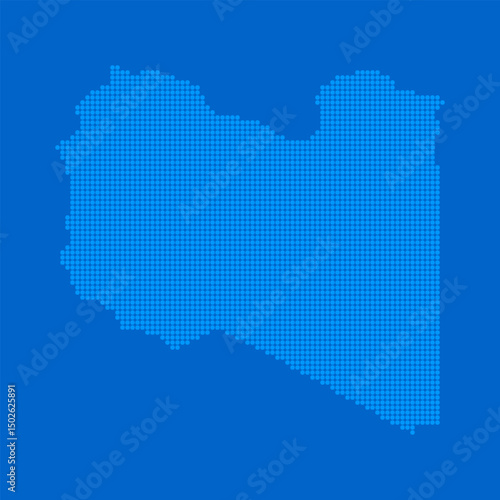 Blue halftone dot outline map background of Libya