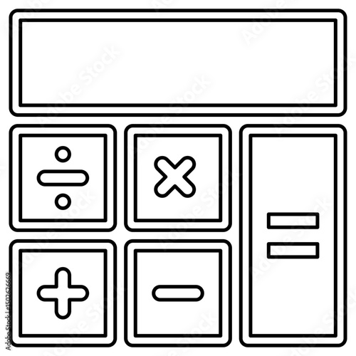 Outline Calculator Icon, Math and Finance Illustration