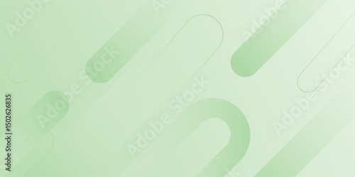 White abstract wide banner background with green geometric shapes. Minimal geometric. Modern futuristic concept. Suit for cover, header, business, presentation