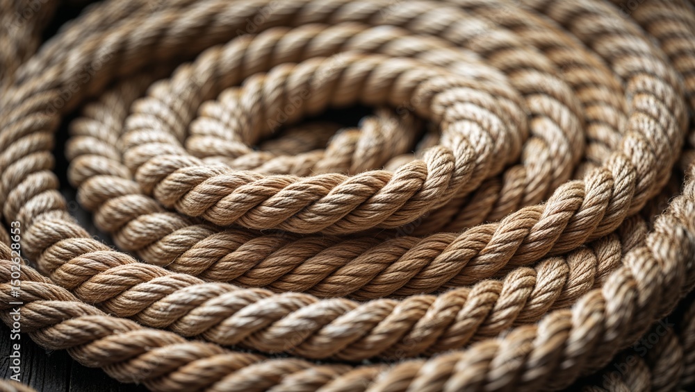 Obraz premium Close-Up of Coiled Rope Texture and Fiber Detail
