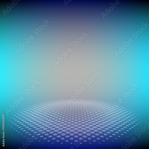 Trendy Teal Blue Mesh with Black Editable Halftone Dots Vector Background