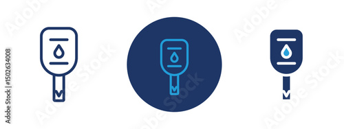 Set of colored pixel perfect Blood glucose icon  with 1 unexpanded, 1 silhouette, Medical icon indicating blood glucose level monitoring for diabetes care.