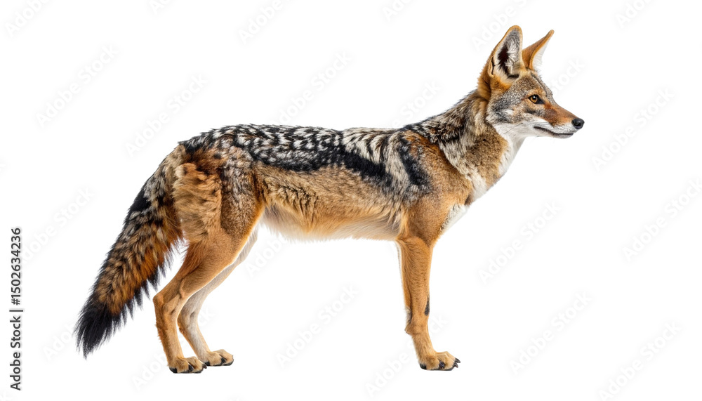 Fototapeta premium side view of a jackal isolated on solid white background