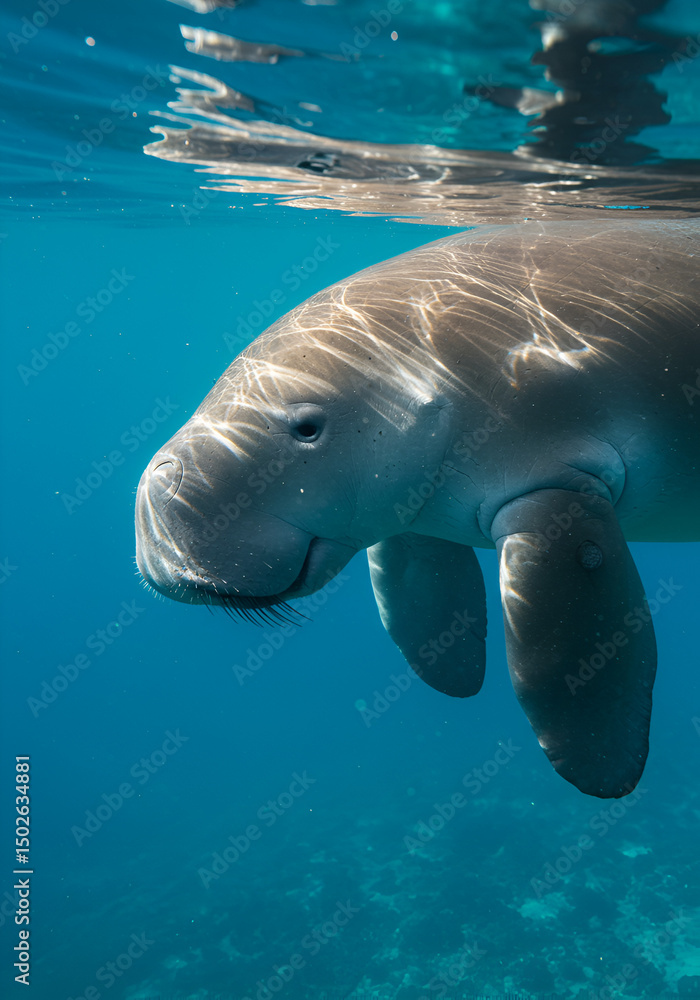 Fototapeta premium Gentle sea cow, underwater