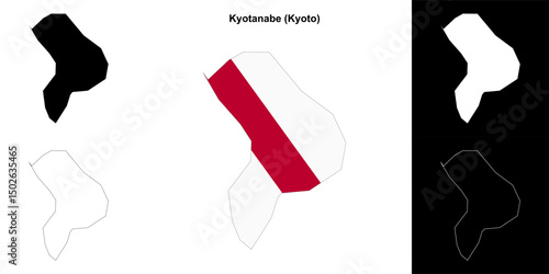 Kyotanabe (Kyoto) outline map set