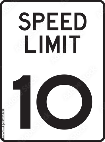 speed limit 10 sign on white background for traffic regulation