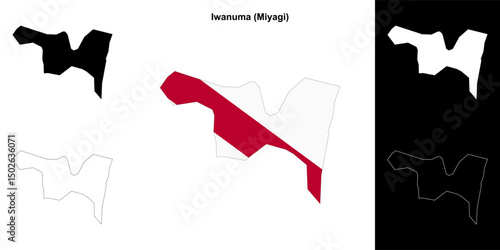 Iwanuma (Miyagi) outline map set