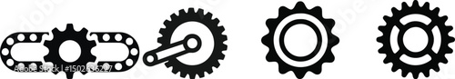 Vector silhouette of bike chain and gear on plain white background

