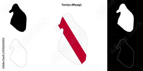 Tomiya (Miyagi) outline map set