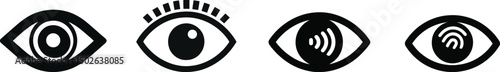 Vector Silhouette of Biometric Eye Scan on Plain White Background


