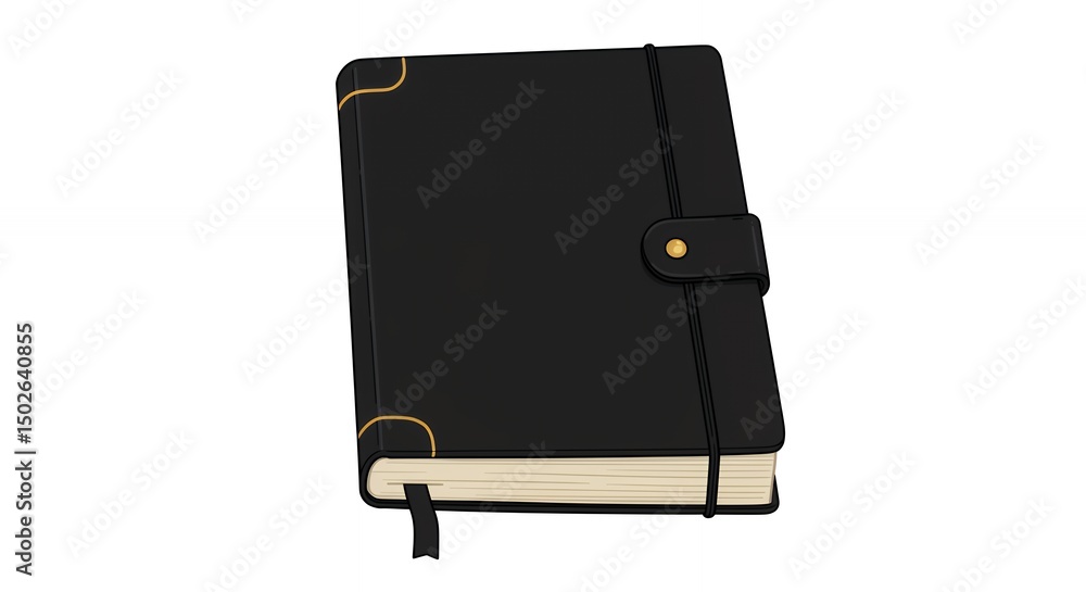 Black notebook isolated on white background for business and creative projects Black notebook isolated on white background for business and creative projects