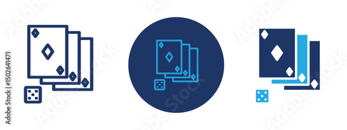Set of colored pixel perfect Gambling icon  with 1 unexpanded, 1 silhouette, Icon representing gambling activities like casinos, betting, and games of chance.