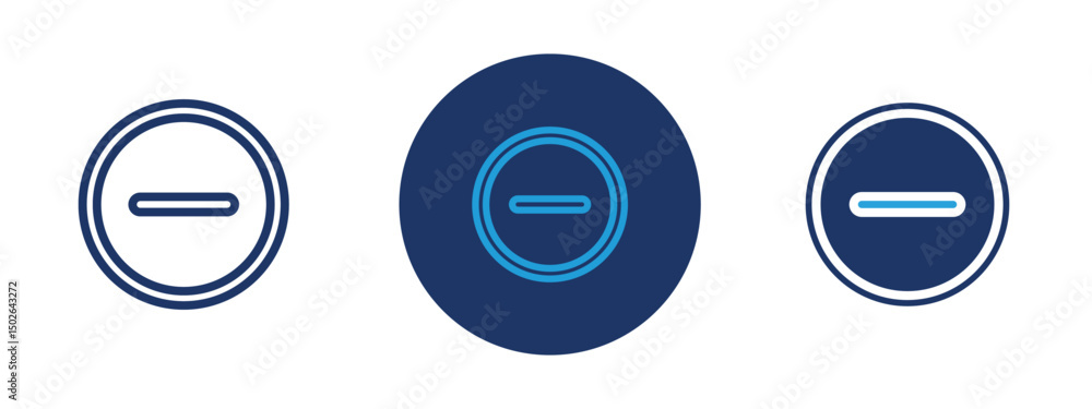 Set of colored pixel perfect Negative sign icon with 1 unexpanded, 1 silhouette, Icon of a negative sign, representing subtraction, no entry, or rejection. Set of colored pixel perfect Negative sign icon with 1 unexpanded, 1 silhouette, Icon of a negative sign, representing subtraction, no entry, or rejection.