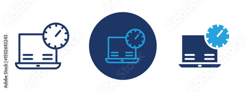 Set of colored pixel perfect Network speed test icon  with 1 unexpanded, 1 silhouette, Icon representing internet speed testing or network diagnostics.