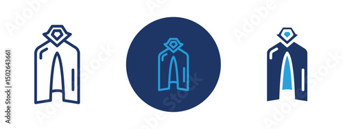 Set of colored pixel perfect Invisibility Cloak icon  with 1 unexpanded, 1 silhouette, Invisibility cloak icon representing magic, fantasy, and hidden presence.