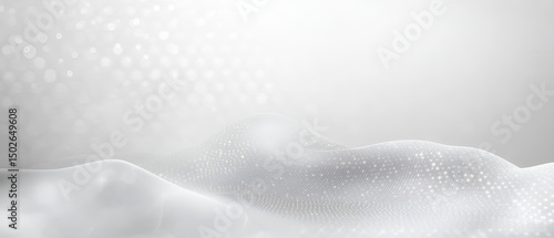 Abstract wavy white background with subtle sparkles and glowing bokeh perfect for modern presentations and designs