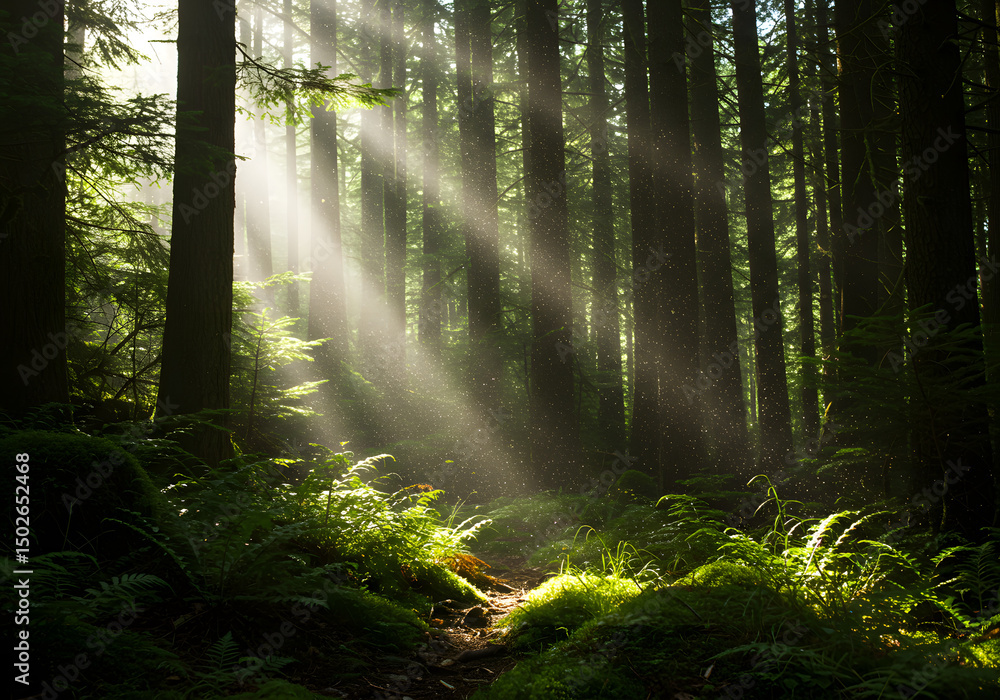 Fototapeta premium Sun rays in forest