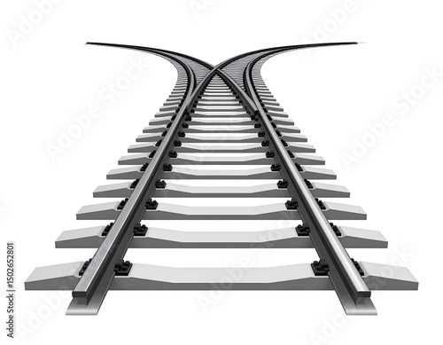 Split railway tracks diverging, choice, path