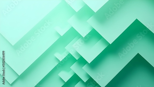 Digital Background Soft mint green circuit layers stacked with smooth transparency