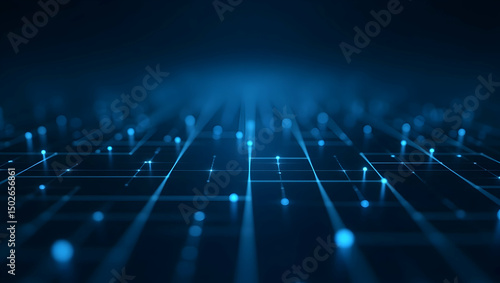 Wallpaper Mural Digital Background Indigo-toned matrix with fine grid lines and luminous node points Torontodigital.ca