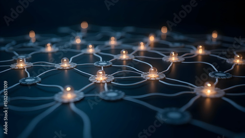 Digital Background Logic-inspired gridlight paths with soft glow and balanced spacing, representing smart decision architecture (1)