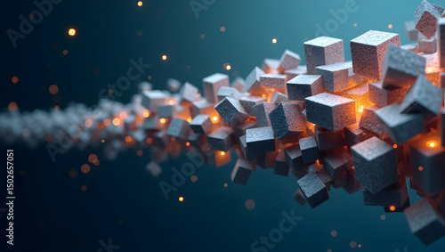 Digital Background Modular fragments float and align into soft data blocks, visualizing system logic and component-based structure (1)