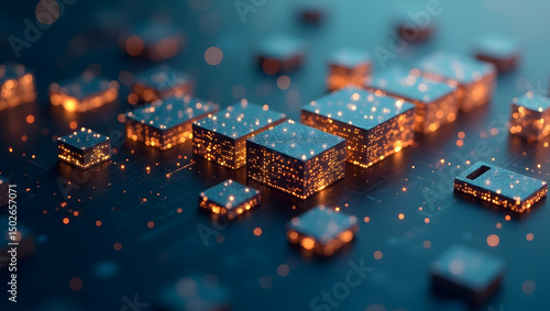 Digital Background Modular fragments float and align into soft data blocks, visualizing system logic and component-based structure (2)