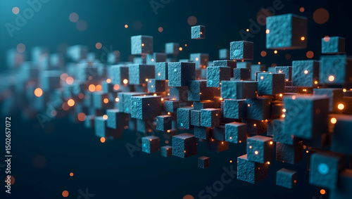 Digital Background Modular fragments float and align into soft data blocks, visualizing system logic and component-based structure (4)