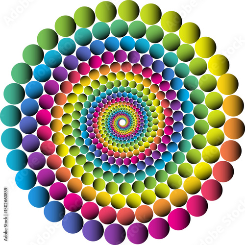 Colorful spiral mandala with gradient effects