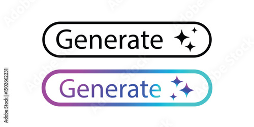 Generated AI button and AI icon. Artificial intelligence Generate button in trendy neumorphic style. Artificial intelligence online tool, icon UI. Artificial intelligence and Machine learning icon.