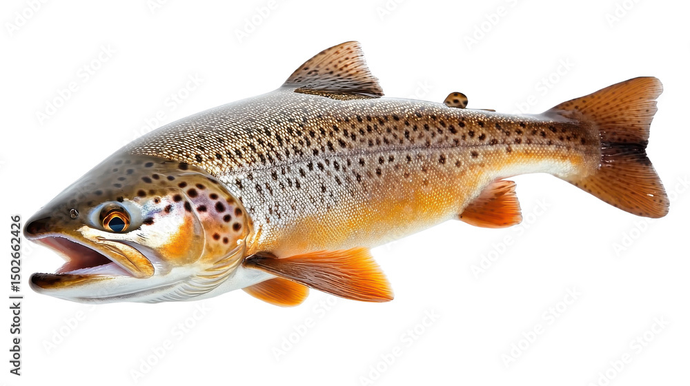 Obraz premium brown trout fish isolated on white background