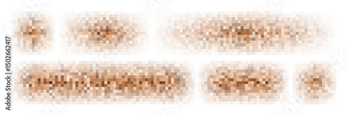 Censor pixel png, blur censure mosaic. People face hidden effect. Round image naked content. Vector blurry photo anonymize bar. TV screen nudity color pattern. Unknown private sign, nude body skin bg
